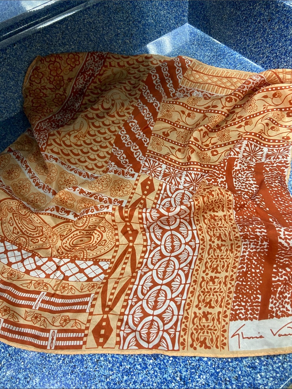 Unbranded Men's Orange and Cream Patterned Shirt